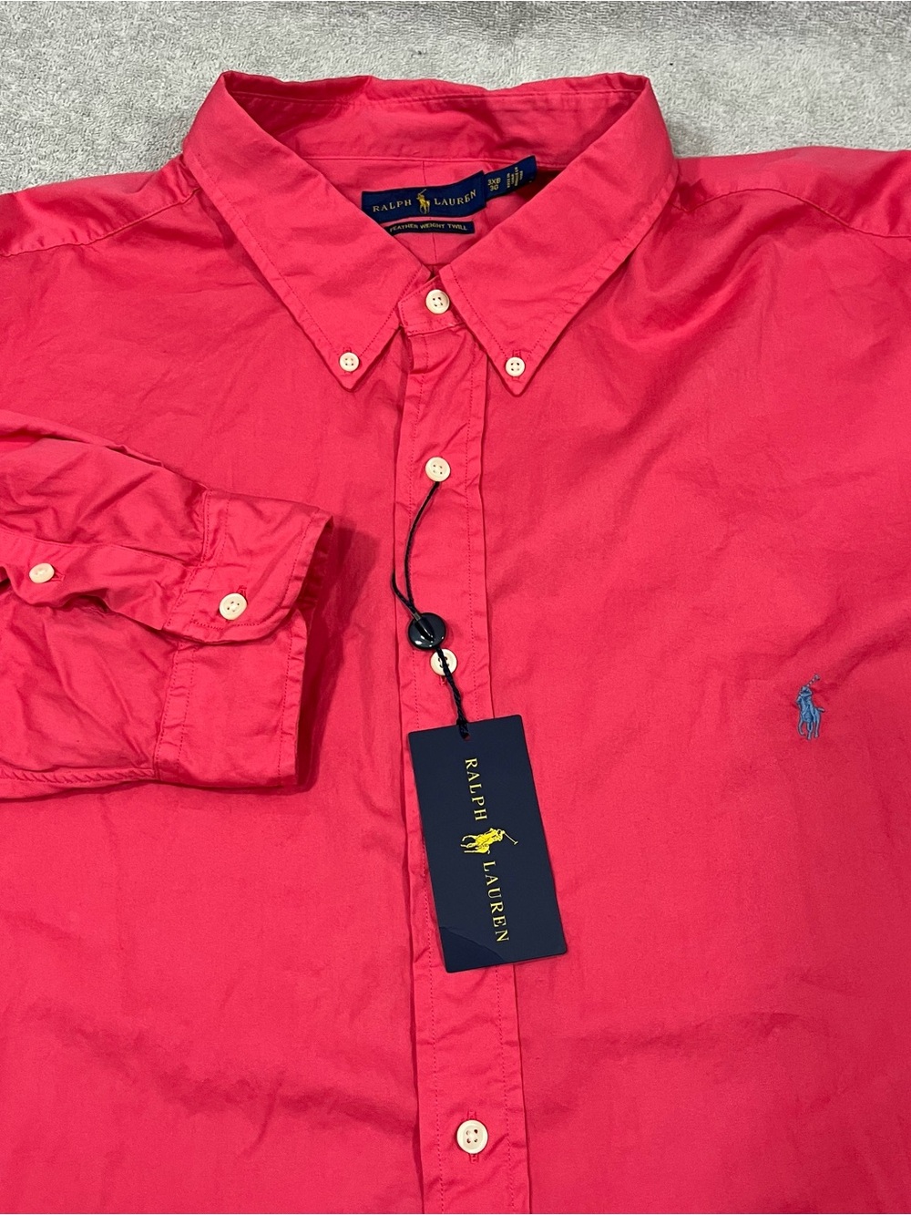 Ralph Lauren Feather weight Twill Shirt Men 3XB Pink Blue Pony Preppy NWT